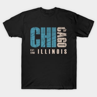 Chicago illinoise city map typography-EST 1780 T-Shirt